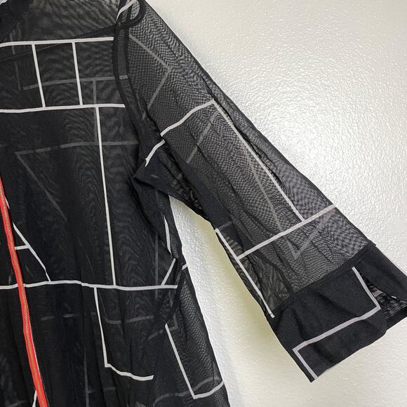IC by Connie K Jacket Womens Medium Black Mesh Top Full Zip Wire Collar Sheer - Picture 6 of 10